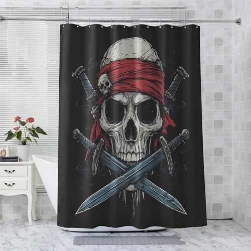ZDABAOEC Duschvorhang Pirat, Duschvorhang 180x180 Totenkopf, Antischimmel Waschbar Duschvorhänge mit 12 Bad Vorhang Haken, Polyester Badewannenvorhang ZDABAOEC Duschvorhang Pirat, Duschvorhang 180x180 Totenkopf, Antischimmel Waschbar Duschvorhänge mit 12 Bad Vorhang Haken, Polyester Badewannenvorhang von ZDABAOEC