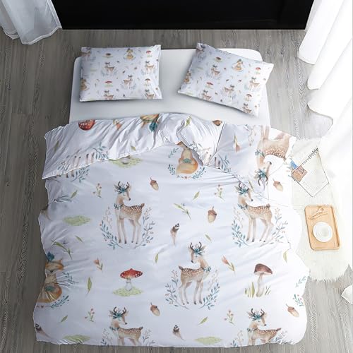 ZDABAOEC Hirsch Safari Tiere Kinderbettwäsche 100x135 Jungen Mädchen, Weiche Microfaser Kinder Baby Bettwäsche 2er Set - 1 Bettbezug + 1 Kissenbezug 40x60, mit Reißverschluss, Wende Motiv von ZDABAOEC