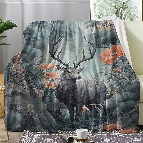 ZDABAOEC Kuscheldecke 220x240 Hirsch Decke Flauschig, Fleecedecke, Sofadecke, Couchdecke, Wohndecke, Wohnzimmer Blanket, XXL Groß Decken für Sofa Couch, Weich & Kuschelig von ZDABAOEC