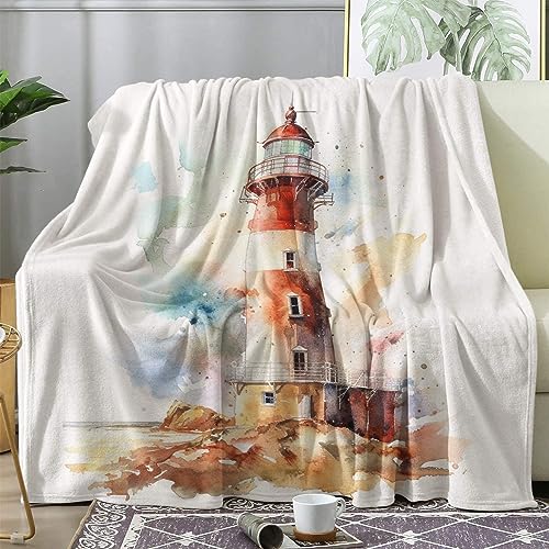 ZDABAOEC Kuscheldecke 220x240 Maritime Leuchtturm Decke Flauschig, Fleecedecke, Sofadecke, Couchdecke, Wohndecke, Wohnzimmer Blanket, XXL Groß Decken für Sofa Couch, Weich & Kuschelig von ZDABAOEC