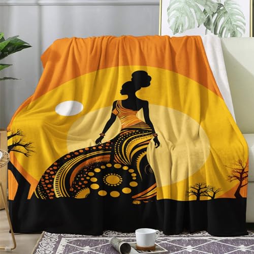 ZDABAOEC Kuscheldecke Flauschig Afrikanische Frau Decke, Fleecedecke 130x150, Sofadecke & Couchdecke, Weiche Kuschelige Wohndecke Blanket, Klein Decken für Sofa Couch von ZDABAOEC