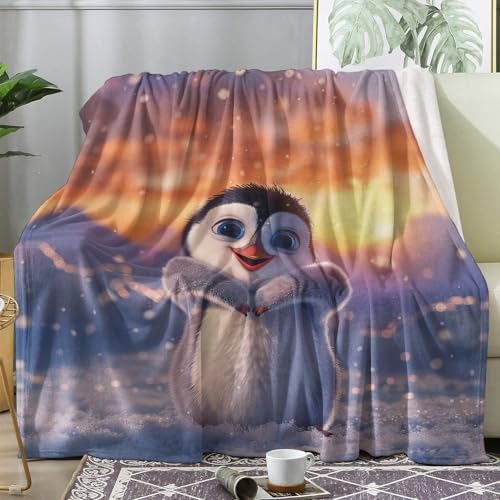 ZDABAOEC Kuscheldecke Flauschig Cartoon Niedliche Pinguin Decke, Fleecedecke 150x200, Sofadecke & Couchdecke, Weiche Kuschelige Wohndecke Blanket, XL Decken für Sofa Couch von ZDABAOEC