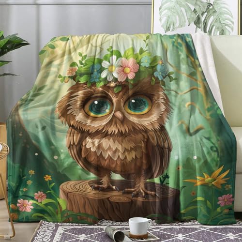 ZDABAOEC Kuscheldecke Flauschig Eule Decke, Fleecedecke 150x200, Sofadecke & Couchdecke, Weiche Kuschelige Wohndecke Blanket, XL Decken für Sofa Couch von ZDABAOEC