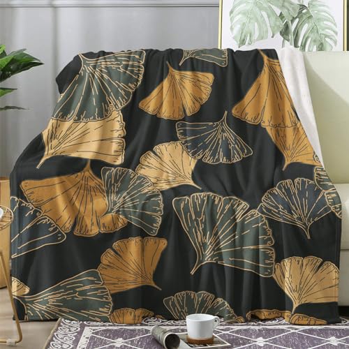 ZDABAOEC Kuscheldecke Flauschig Ginkgo Biloba Decke, Fleecedecke 220x240, Sofadecke & Couchdecke, Weiche Kuschelige Wohndecke Blanket, XXL Groß Decken für Sofa Couch von ZDABAOEC