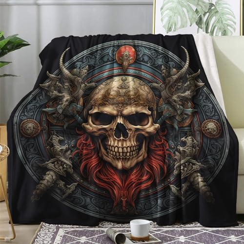 ZDABAOEC Kuscheldecke Flauschig Gothic Totenkopf Decke, Fleecedecke 220x240, Sofadecke & Couchdecke, Weiche Kuschelige Wohndecke Blanket, XXL Groß Decken für Sofa Couch von ZDABAOEC