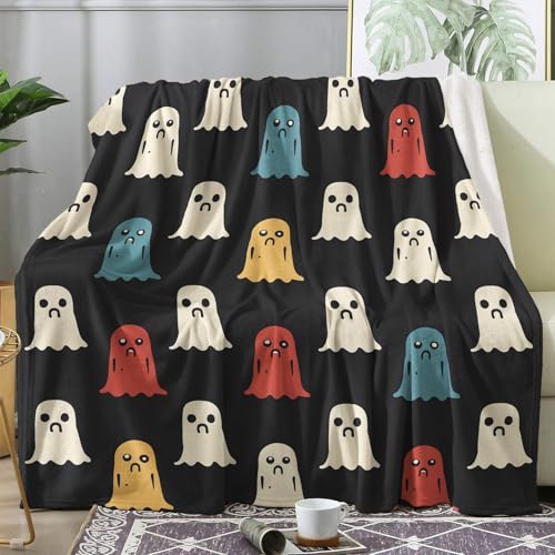 ZDABAOEC Kuscheldecke Flauschig Halloween Geist Decke, Fleecedecke 130x150, Sofadecke & Couchdecke, Weiche Kuschelige Wohndecke Blanket, Klein Decken für Sofa Couch von ZDABAOEC