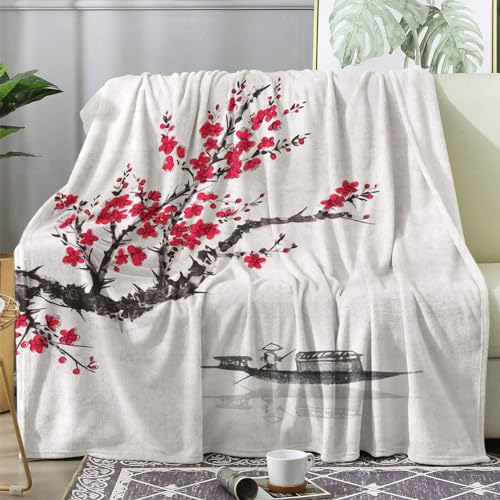 ZDABAOEC Kuscheldecke Flauschig Japanische Kirschblüten Decke, Fleecedecke 150x200, Sofadecke & Couchdecke, Weiche Kuschelige Wohndecke Blanket, XL Decken für Sofa Couch von ZDABAOEC