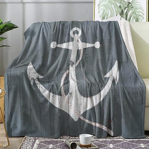 ZDABAOEC Kuscheldecke Flauschig Maritime Anker Decke, Fleecedecke 150x200, Sofadecke & Couchdecke, Weiche Kuschelige Wohndecke Blanket, XL Decken für Sofa Couch von ZDABAOEC