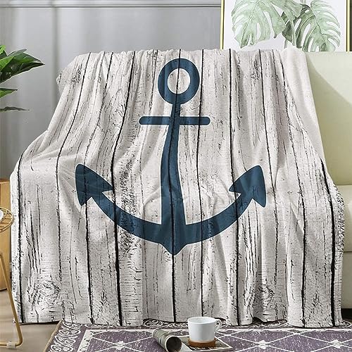 ZDABAOEC Kuscheldecke Flauschig Maritime Anker Decke, Fleecedecke 220x240, Sofadecke & Couchdecke, Weiche Kuschelige Wohndecke Blanket, XXL Groß Decken für Sofa Couch von ZDABAOEC