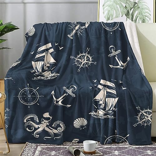 ZDABAOEC Kuscheldecke Flauschig Maritime Decke, Fleecedecke 130x150, Sofadecke & Couchdecke, Weiche Kuschelige Wohndecke Blanket, Klein Decken für Sofa Couch von ZDABAOEC