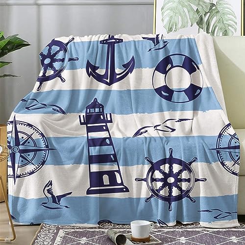 ZDABAOEC Kuscheldecke Flauschig Maritime Decke, Fleecedecke 220x240, Sofadecke & Couchdecke, Weiche Kuschelige Wohndecke Blanket, XXL Groß Decken für Sofa Couch von ZDABAOEC