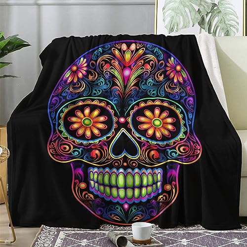ZDABAOEC Kuscheldecke Flauschig Mexikanische Totenkopf Decke, Fleecedecke 220x240, Sofadecke & Couchdecke, Weiche Kuschelige Wohndecke Blanket, XXL Groß Decken für Sofa Couch von ZDABAOEC