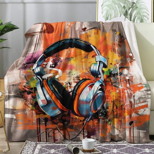 ZDABAOEC Kuscheldecke Flauschig Musik Graffiti Decke, Fleecedecke 220x240, Sofadecke & Couchdecke, Weiche Kuschelige Wohndecke Blanket, XXL Groß Decken für Sofa Couch von ZDABAOEC