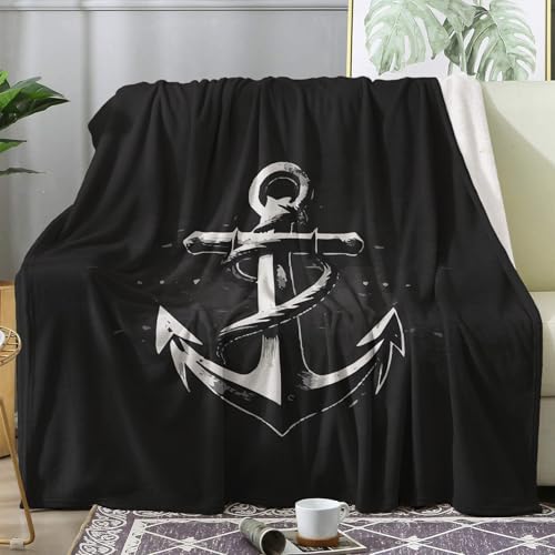 ZDABAOEC Kuscheldecke Flauschig Nautisch Maritime Anker Decke, Fleecedecke 130x150, Sofadecke & Couchdecke, Weiche Kuschelige Wohndecke Blanket, Klein Decken für Sofa Couch von ZDABAOEC
