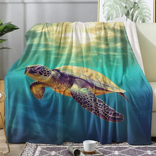 ZDABAOEC Kuscheldecke Flauschig Schildkröte Decke, Fleecedecke 150x200, Sofadecke & Couchdecke, Weiche Kuschelige Wohndecke Blanket, XL Decken für Sofa Couch von ZDABAOEC