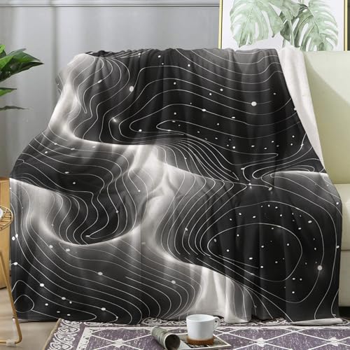 ZDABAOEC Kuscheldecke Flauschig Schwarz Weiß Abstrakt Decke, Fleecedecke 130x150, Sofadecke & Couchdecke, Weiche Kuschelige Wohndecke Blanket, Klein Decken für Sofa Couch von ZDABAOEC