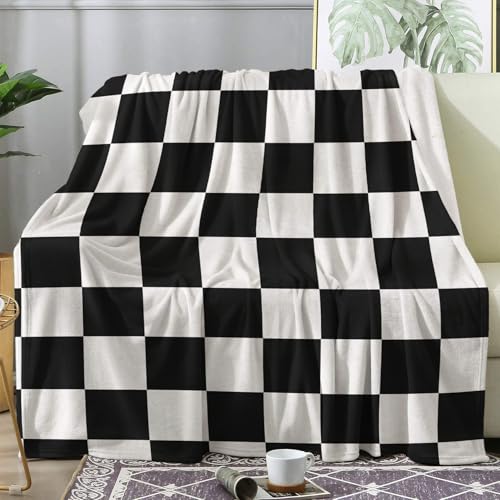 ZDABAOEC Kuscheldecke Flauschig Schwarz Weiß Kariert Decke, Fleecedecke 150x200, Sofadecke & Couchdecke, Weiche Kuschelige Wohndecke Blanket, XL Decken für Sofa Couch von ZDABAOEC