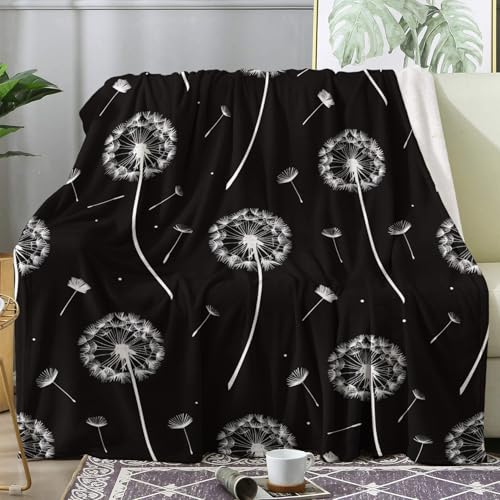 ZDABAOEC Kuscheldecke Flauschig Schwarz Weiß Pusteblume Decke, Fleecedecke 150x200, Sofadecke & Couchdecke, Weiche Kuschelige Wohndecke Blanket, XL Decken für Sofa Couch ZDABAOEC Kuscheldecke Flauschig Schwarz Weiß Pusteblume Decke, Fleecedecke 150x200, Sofadecke & Couchdecke, Weiche Kuschelige Wohndecke Blanket, XL Decken für Sofa Couch von ZDABAOEC