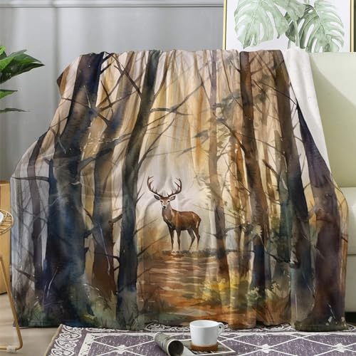 ZDABAOEC Kuscheldecke Flauschig Wald Hirsch Decke, Fleecedecke 150x200, Sofadecke & Couchdecke, Weiche Kuschelige Wohndecke Blanket, XL Decken für Sofa Couch von ZDABAOEC