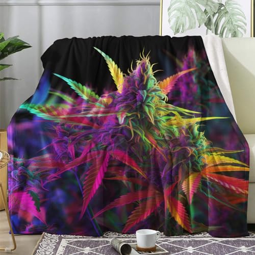 ZDABAOEC Kuscheldecke Flauschig Weed Cannabis Blätter Decke, Fleecedecke 220x240, Sofadecke & Couchdecke, Weiche Kuschelige Wohndecke Blanket, XXL Groß Decken für Sofa Couch von ZDABAOEC