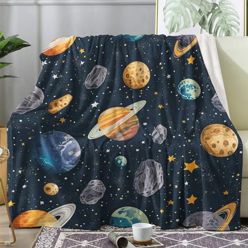 ZDABAOEC Kuscheldecke Flauschig Weltraum Planeten Decke, Fleecedecke 150x200, Sofadecke & Couchdecke, Weiche Kuschelige Wohndecke Blanket, XL Decken für Sofa Couch von ZDABAOEC