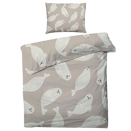 ZDABAOEC Robbe Bettwäsche 135x200 Kinder Jungen Mädchen, Weiche Microfaser Kinderbettwäsche 2er Set - 1 Bettbezug + 1 Kissenbezug 80x80, mit Reißverschluss, Wende Motiv von ZDABAOEC