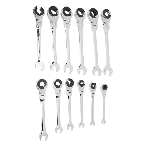 ZDAGELD 12-pcs Open End Ratchetschlüssel CRV 72T Schnelle Unterbrechung, Si-Größen 8-19 Mm, Flexibler Kopf, für Kraftstoffbremsen-AC-Rohrleitungen, Schlauch-Ratschenschlüssel von ZDAGELD