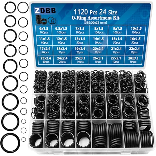 ZDBB 24 Größe Gummi O Ring Set, 1120 Stück schwarz kleine O Ringe Sortiment Kits, sortierte metrische Dichtung Scheibe für Auto Sanitär Wasserhahn Wasser Luft oder Gas Reparatur ZDBB 24 Größe Gummi O Ring Set, 1120 Stück schwarz kleine O Ringe Sortiment Kits, sortierte metrische Dichtung Scheibe für Auto Sanitär Wasserhahn Wasser Luft oder Gas Reparatur von ZDBB