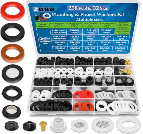 ZDBB 258 Stück Wasserhahn Reparatur Unterlegscheibe Kit für Outdoor-Armaturen Gartenschlauch Stiel Worn Klempner Outdoor Wasserhahn Reparatur Kit ZDBB 258 Stück Wasserhahn Reparatur Unterlegscheibe Kit für Outdoor-Armaturen Gartenschlauch Stiel Worn Klempner Outdoor Wasserhahn Reparatur Kit von ZDBB