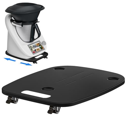 ZDDLOINP Gleitbrett für Thermomix TM6 TM5, Brett für Thermomix mit Rollen, Müheloses Verschieben Hochwertiges Metall Rollbrett für Vorwerk Küchenmaschine TM6 Gleitbrett, Thermomix Zubehör Schwarz von ZDDLOINP