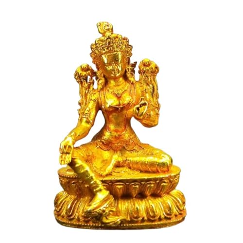 ZDDOUS Mini Golden Green Tara Statue Kupfer Ornamente Home Office Schreibtisch Dekoration Handwerk Feng Shui Geschenke von ZDDOUS