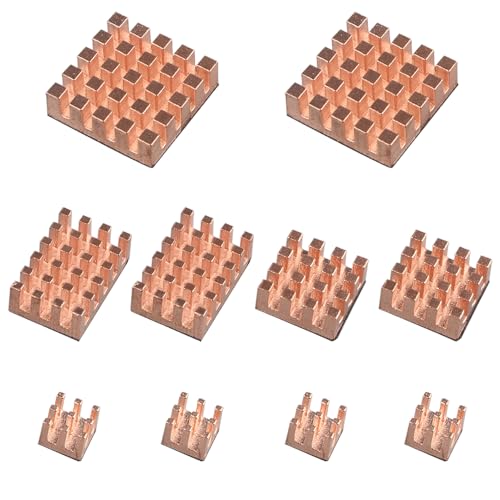 ZDE 10 Stück Reines Kupfer Kühlkörper selbstklebend leise passive Kühlung Kühlkörper Kompatibel mit Raspberry Pi 5 4B CPU Kühlkörper Ersatz ZDE 10 Stück Reines Kupfer Kühlkörper selbstklebend leise passive Kühlung Kühlkörper Kompatibel mit Raspberry Pi 5 4B CPU Kühlkörper Ersatz von ZDE