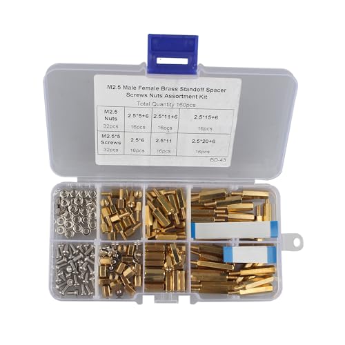 ZDE 182 Stück M2.5 Serie Männlich Weiblich Hex Spalte Messing Standoff Spacer Schrauben Muttern Sortiment Kit für Raspberry Pi mit M2 Schrauben 30mm/50mm FFC Kabel für PCIe zu NVMe SSD Adapter Board ZDE 182 Stück M2.5 Serie Männlich Weiblich Hex Spalte Messing Standoff Spacer Schrauben Muttern Sortiment Kit für Raspberry Pi mit M2 Schrauben 30mm/50mm FFC Kabel für PCIe zu NVMe SSD Adapter Board von ZDE