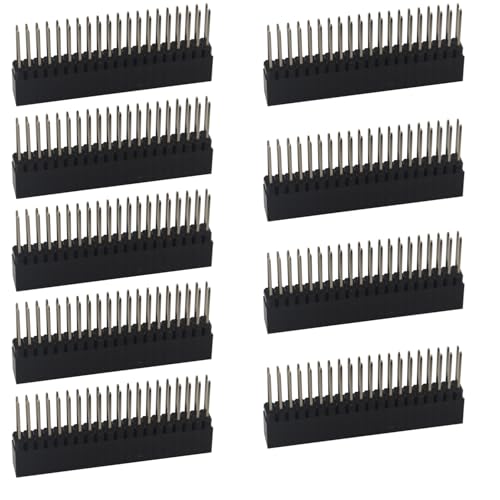 ZDE 9PCS 2x20 40 Pin Stacking Female Header 0.1 Inch Pitch Dual Row Extra Tall Headers Connector for Raspberry Pi Arduino PCB Breadboard ZDE 9PCS 2x20 40 Pin Stacking Female Header 0.1 Inch Pitch Dual Row Extra Tall Headers Connector for Raspberry Pi Arduino PCB Breadboard von ZDE