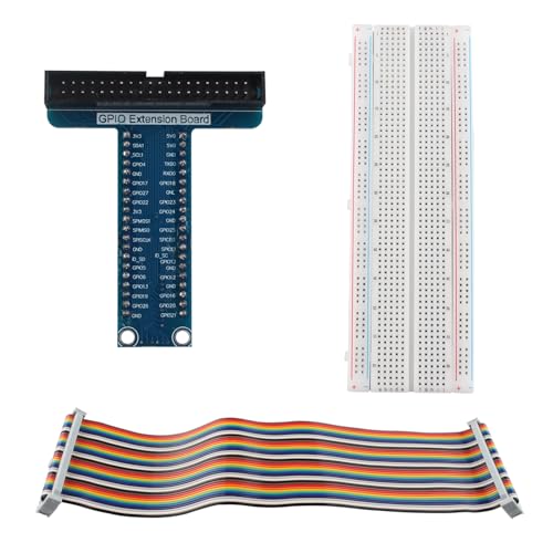 ZDE T-Type GPIO Breakout Erweiterungskarte GPIO Adapterboard + 40 Pin Flachbandkabel + Breadboard Kompatibel mit Raspberry Pi 5 4B 3B+ 3B 2B B+ ZDE T-Type GPIO Breakout Erweiterungskarte GPIO Adapterboard + 40 Pin Flachbandkabel + Breadboard Kompatibel mit Raspberry Pi 5 4B 3B+ 3B 2B B+ von ZDE
