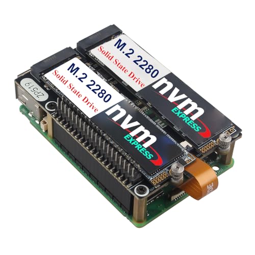 ZDE ZP519 PCIe to Dual M.2 HAT Key M NVMe SSD PCIe Peripheral Board Solid State Drive Adapter Board for Raspberry Pi 5 Support M.2 NVMe SSD 2230 2242 2260 2280 ZDE ZP519 PCIe to Dual M.2 HAT Key M NVMe SSD PCIe Peripheral Board Solid State Drive Adapter Board for Raspberry Pi 5 Support M.2 NVMe SSD 2230 2242 2260 2280 von ZDE
