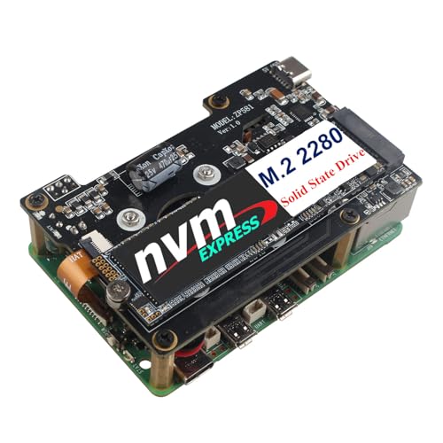 ZDE ZP581 PoE HAT PCIe to M.2 Key-M NVMe SSD Adapter Board with Onboard Cooling Fan Compatible with Raspberry Pi 5 Support M.2 NVMe SSD 2230/2242/2280 ZDE ZP581 PoE HAT PCIe to M.2 Key-M NVMe SSD Adapter Board with Onboard Cooling Fan Compatible with Raspberry Pi 5 Support M.2 NVMe SSD 2230/2242/2280 von ZDE