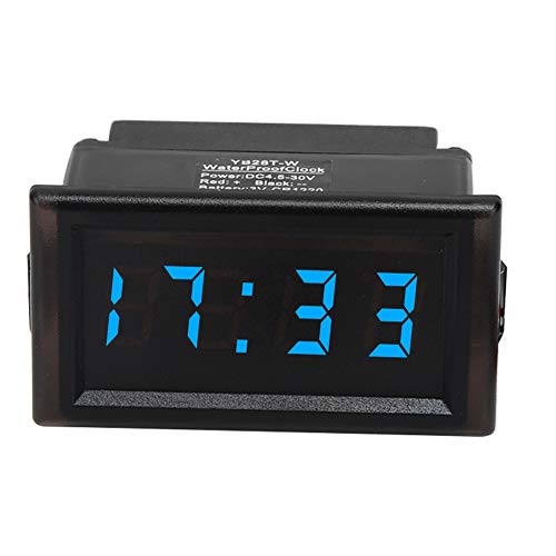 Elektronische Uhr, LED -Digitalanzeige für Auto Auto DC4.5 30V. Praktisch mit 24 -Stunden -Display, Timer, Speicherfunktion, Rückwärtsverbindungsschutz (BLUE) von ZDETGU