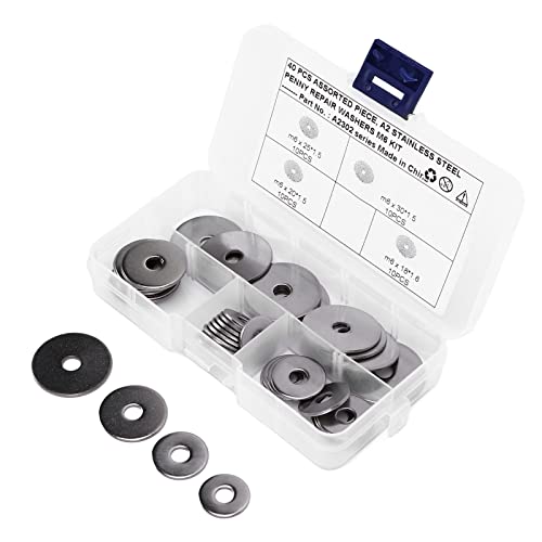 ZDETGU 40pcs M6 Edelstahl -Kotflügel -Waschmaschinen Kit 4 Größen für Autos Marines und Universelle Anwendungen von ZDETGU