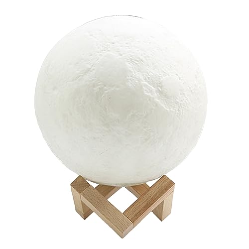 ZDETGU 8 Cm Mondlampe 3D LED Night Light Touch Control 3 Farbe Nachtlampe Valentinstag mit Holzständer von ZDETGU