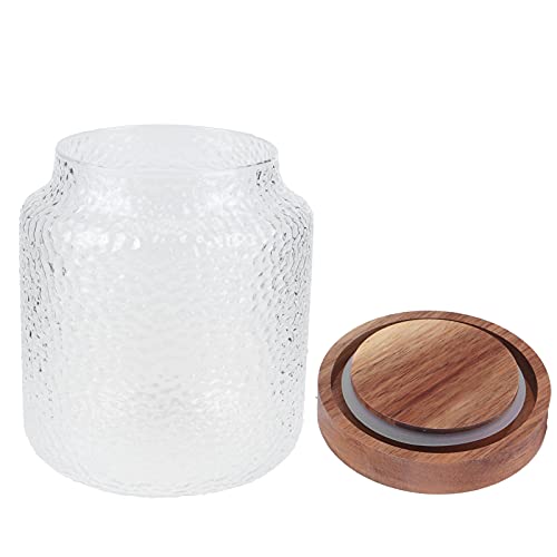 ZDETGU Hämmerte Glasspeichergläser mit Luftdichtem Holzdeckel für Kaffee -Snacks Gewürze 700 Ml Wiederverwendbarer Kanister Set (500ML) von ZDETGU