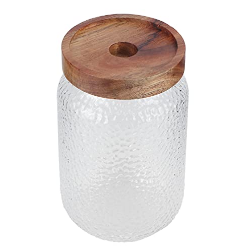 ZDETGU Hämmerte Glasspeichergläser mit Luftdichtem Holzdeckel für Kaffee -Snacks Gewürze 700 Ml Wiederverwendbarer Kanister Set (700ML) von ZDETGU