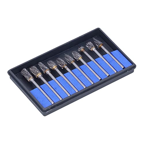 ZDETGU Tungsten -Carbid -Datei Set 10pcs Schleif Burr Kit für Holzbearbeitung und Schnitzen von Single Silber mit Aufbewahrungsbox (Silber doppelt müde (blaue Box)) von ZDETGU