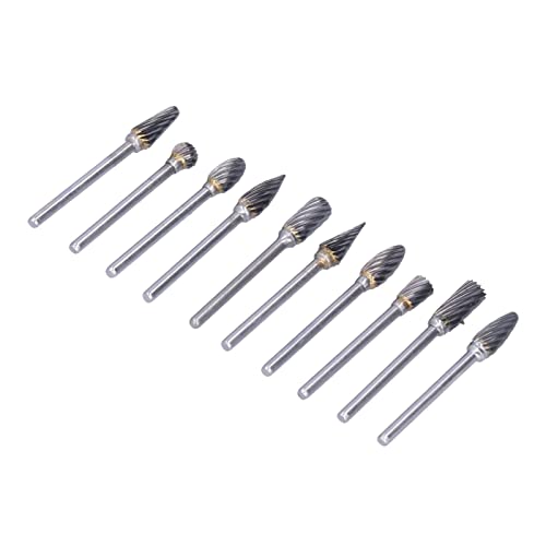 ZDETGU Tungsten -Carbid -Datei Set 10pcs Schleif Burr Kit für Holzbearbeitung und Schnitzen von Single Silber mit Aufbewahrungsbox (Silber mit einem Muster (transparente Box)) von ZDETGU