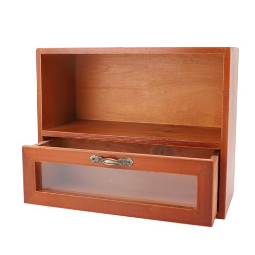 ZDETGU Vintage -Holzschreibtisch mit Klaren Schubladen und Ausstellungsschelf für Schlafzimmer oder Küchenarbeitsplatte Aufbewahrt von ZDETGU