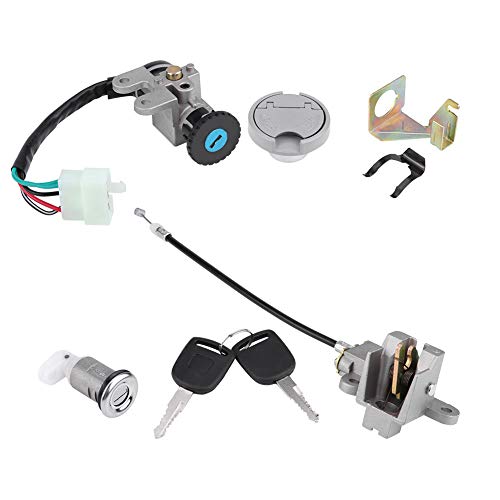 ZDETGU Zündschalter Taste Lock Set Gas Tank Cap Saats Schloss Austausch für GY6 50C 150C Scooter mit 2 Tasten und Montage -Hardware von ZDETGU
