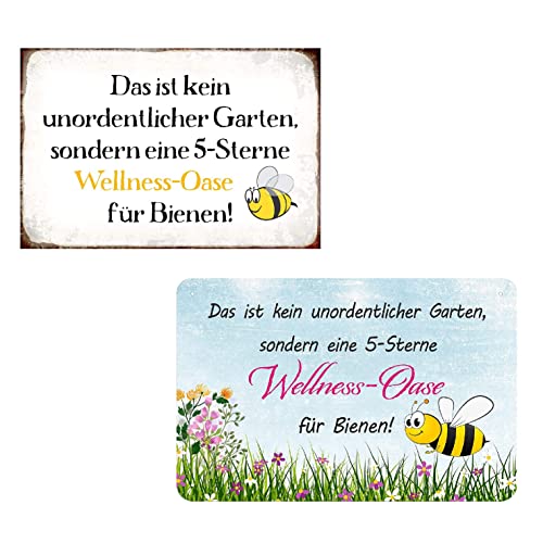 2er Set Blechschilder Garten 20x30cm - Metallschild mit Lustig Spruch - Das ist kein unordentlicher garten - Vintage Deko Geschenk - Wetterfest GartenSchild von ZDFDC