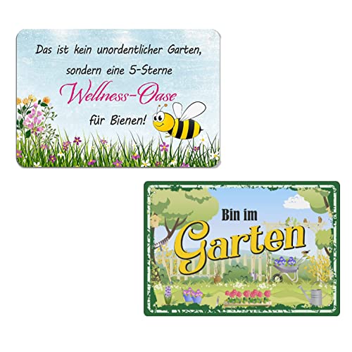2er Set Blechschilder Garten 20x30cm - Metallschild mit Lustig Spruch - das ist kein unordentlicher garten - Bin im Garten - Vintage Deko Geschenk - Wetterfest Schild 2er Set Blechschilder Garten 20x30cm - Metallschild mit Lustig Spruch - das ist kein unordentlicher garten - Bin im Garten - Vintage Deko Geschenk - Wetterfest Schild von ZDFDC