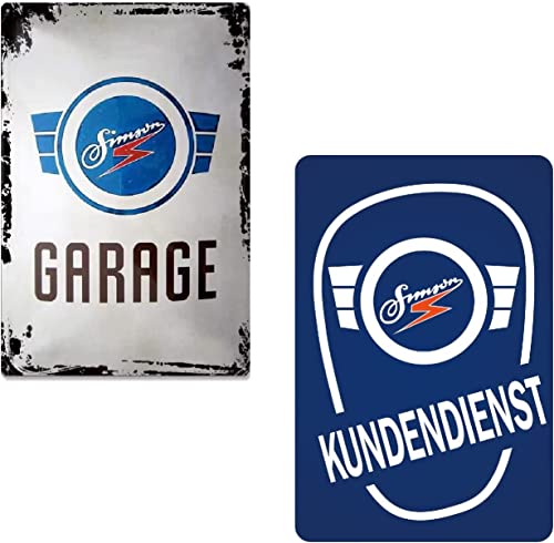 2er Set - Retro Blechschild 20x30cm - Simson Garage und Simson Kundendienst - Nostalgie Schild 2er Set - Retro Blechschild 20x30cm - Simson Garage und Simson Kundendienst - Nostalgie Schild von ZDFDC