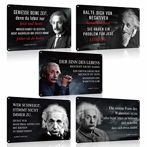 5er Set Blechschilder Albert Einstein Sprüche Retro Schild Spruch Wanddeko Geschenk 20x30cm von ZDFDC